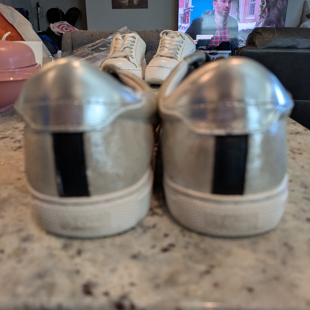 J.Crew Saturday Silver Metallic Suede women's sneaker. - Picture 3 of 6